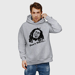 Толстовка оверсайз мужская Bob Marley: Don't worry, цвет: меланж — фото 2