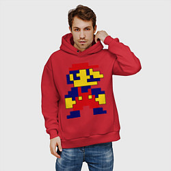 Толстовка оверсайз мужская Pixel Mario, цвет: красный — фото 2