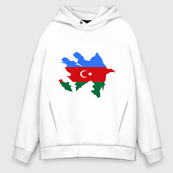 Толстовка оверсайз мужская Azerbaijan map, цвет: белый