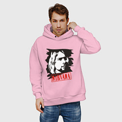 Толстовка оверсайз мужская Nirvana: Kurt Cobain, цвет: светло-розовый — фото 2