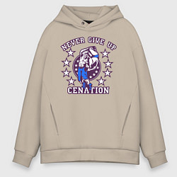 Толстовка оверсайз мужская WWE Never Give Up, цвет: миндальный