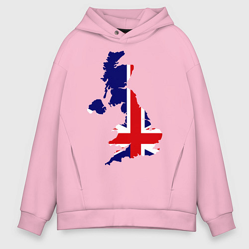 Мужское худи оверсайз Великобритания (Great Britain) / Светло-розовый – фото 1