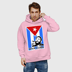 Толстовка оверсайз мужская Fidel: Viva, Cuba!, цвет: светло-розовый — фото 2