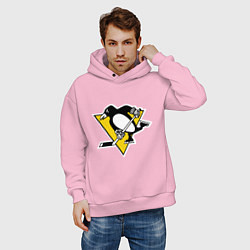 Толстовка оверсайз мужская Pittsburgh Penguins, цвет: светло-розовый — фото 2