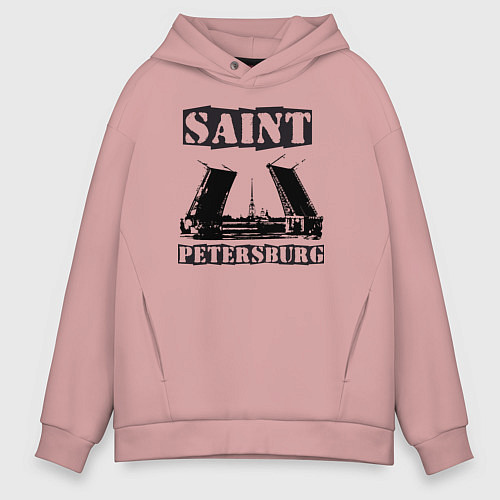 Мужское худи оверсайз Санкт-Петербург / Пыльно-розовый – фото 1