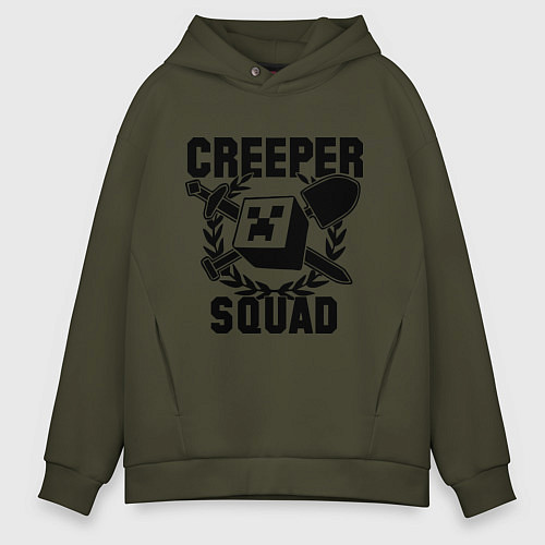 Мужское худи оверсайз Creeper Squad / Хаки – фото 1