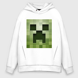 Толстовка оверсайз мужская Мinecraft creeper, цвет: белый