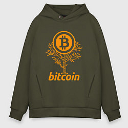 Толстовка оверсайз мужская Bitcoin Tree, цвет: хаки