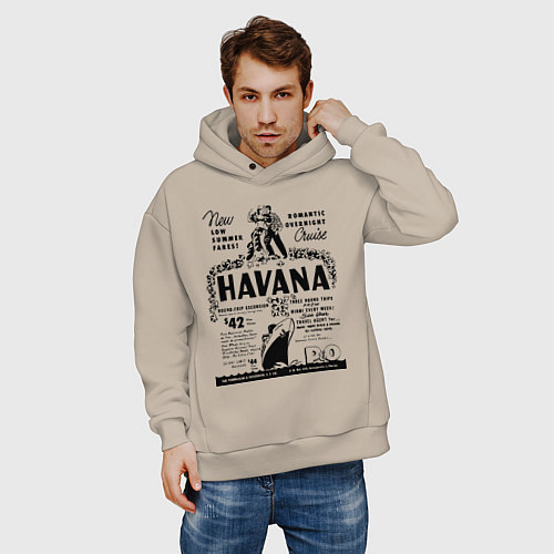 Мужское худи оверсайз Havana Cuba / Миндальный – фото 3
