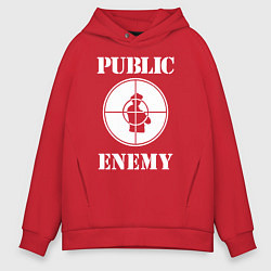 Толстовка оверсайз мужская Public Enemy, цвет: красный