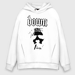 Толстовка оверсайз мужская Down heavy metal, цвет: белый