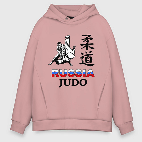 Мужское худи оверсайз Russia Judo / Пыльно-розовый – фото 1