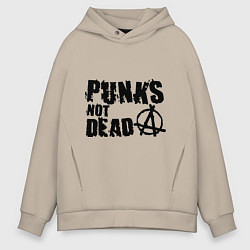 Толстовка оверсайз мужская Punks not dead, цвет: миндальный