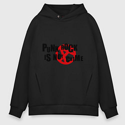 Толстовка оверсайз мужская Punk Rock is not a crime, цвет: черный