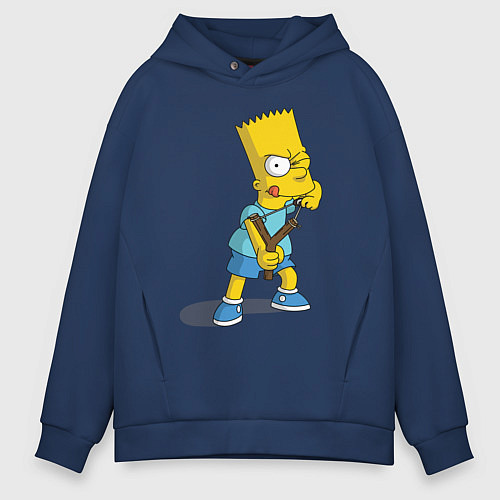 Мужское худи оверсайз Bart Bully / Тёмно-синий – фото 1