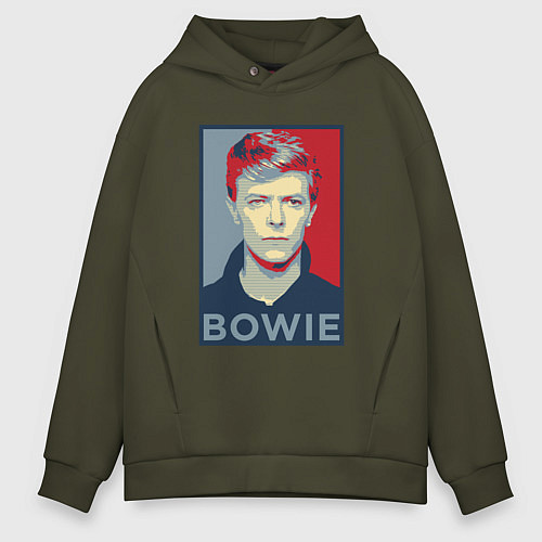 Мужское худи оверсайз Bowie Poster / Хаки – фото 1