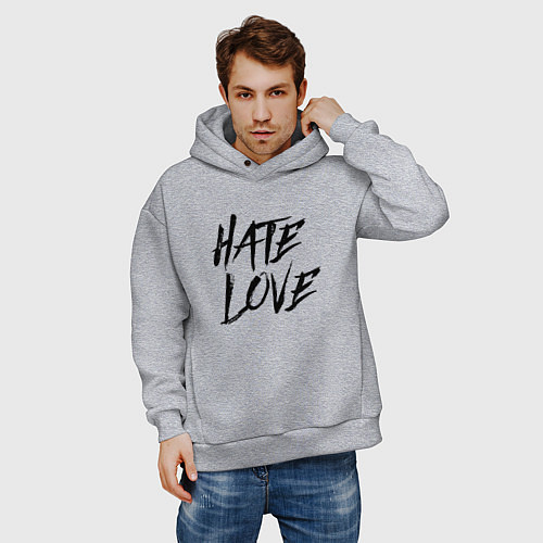 Мужское худи оверсайз FACE Hate Love / Меланж – фото 3