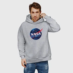 Толстовка оверсайз мужская NASA: Cosmic Logo, цвет: меланж — фото 2