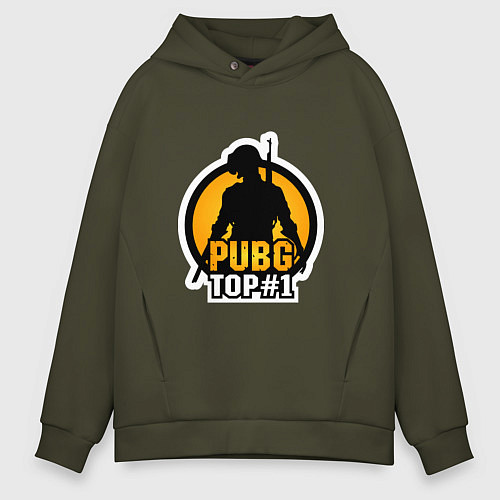 Мужское худи оверсайз PUBG Top 1 / Хаки – фото 1
