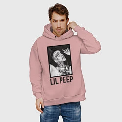 Толстовка оверсайз мужская Lil Peep: Black Style, цвет: пыльно-розовый — фото 2