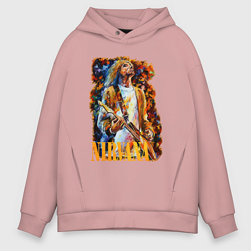 Мужское худи оверсайз Cobain Art / Пыльно-розовый – фото 1