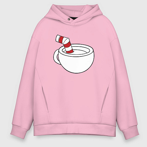Мужское худи оверсайз Red Cuphead / Светло-розовый – фото 1