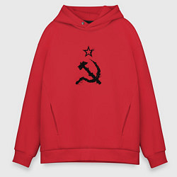 Толстовка оверсайз мужская СССР: Серп и молот, цвет: красный
