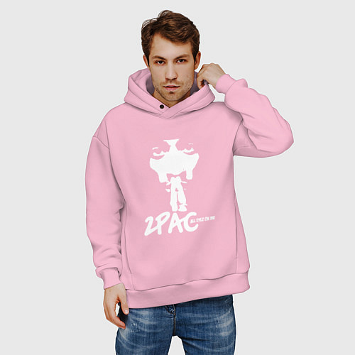Мужское худи оверсайз 2Pac: All Eyez On Me / Светло-розовый – фото 3