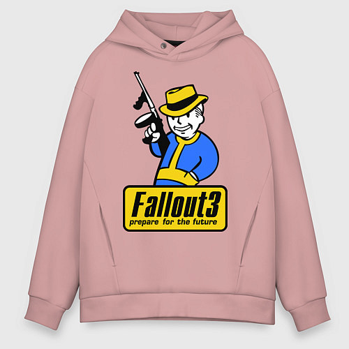 Мужское худи оверсайз Fallout 3 Man / Пыльно-розовый – фото 1