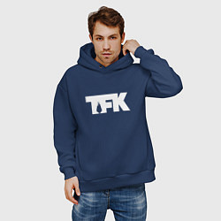 Толстовка оверсайз мужская TFK: White Logo, цвет: тёмно-синий — фото 2