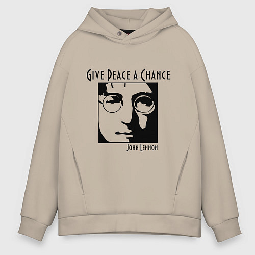 Мужское худи оверсайз Give Peace a Chance / Миндальный – фото 1