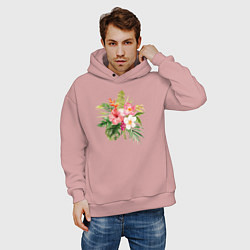 Толстовка оверсайз мужская Букет цветов, цвет: пыльно-розовый — фото 2