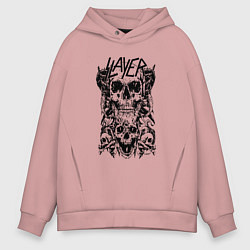 Толстовка оверсайз мужская Slayer Skulls, цвет: пыльно-розовый