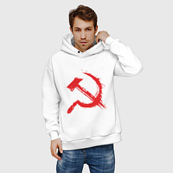 Толстовка оверсайз мужская Cерп и молот, цвет: белый — фото 2
