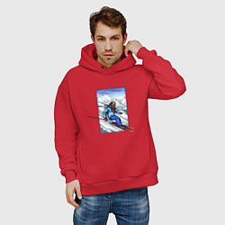 Толстовка оверсайз мужская Лыжный Спорт, цвет: красный — фото 2
