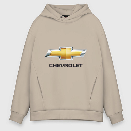 Мужское худи оверсайз Chevrolet логотип / Миндальный – фото 1