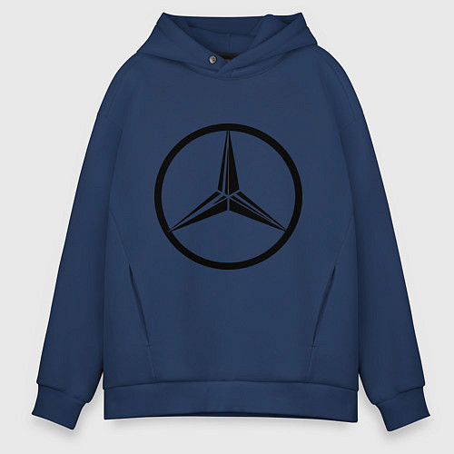 Мужское худи оверсайз Mercedes-Benz logo / Тёмно-синий – фото 1