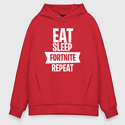 Толстовка оверсайз мужская Eat Sleep Fortnite Repeat, цвет: красный