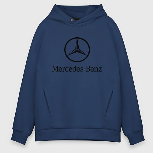 Мужское худи оверсайз Logo Mercedes-Benz / Тёмно-синий – фото 1