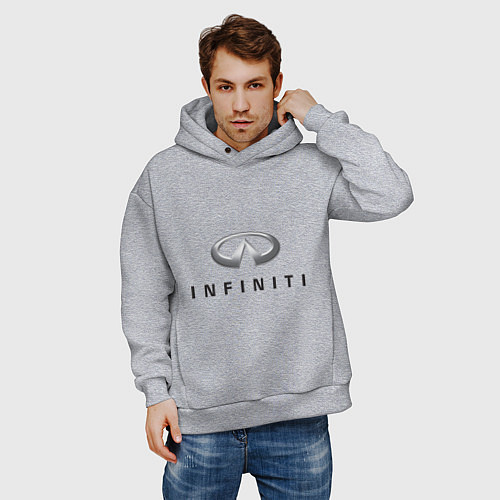 Мужское худи оверсайз Logo Infiniti / Меланж – фото 3