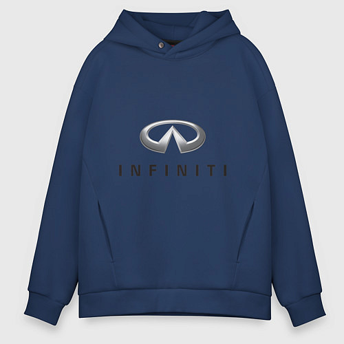 Мужское худи оверсайз Logo Infiniti / Тёмно-синий – фото 1