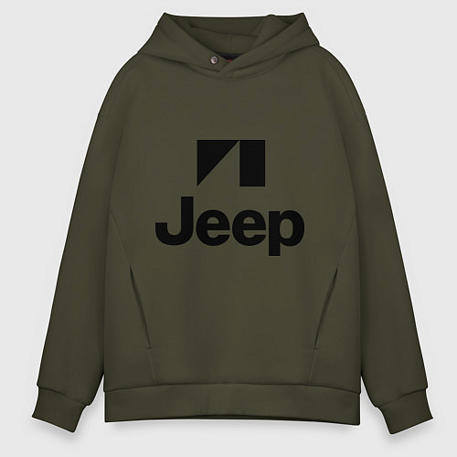 Мужское худи оверсайз Jeep logo / Хаки – фото 1