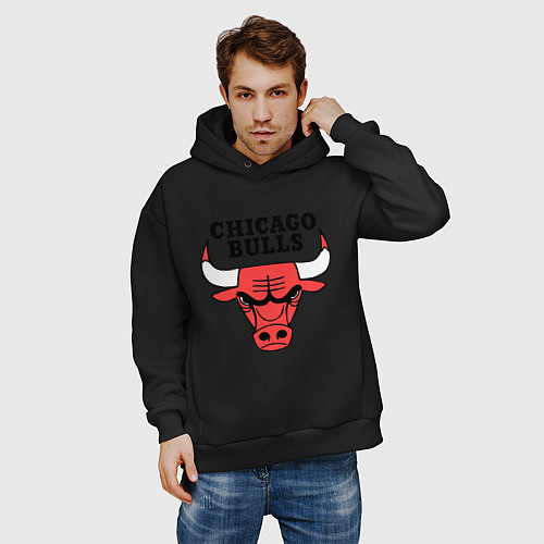 Мужское худи оверсайз Chicago Bulls / Черный – фото 3