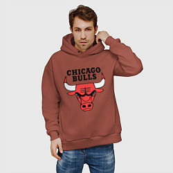 Толстовка оверсайз мужская Chicago Bulls цвета кирпичный — фото 2