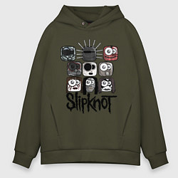 Толстовка оверсайз мужская Slipknot Masks, цвет: хаки
