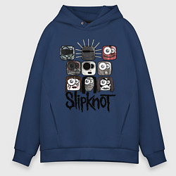 Толстовка оверсайз мужская Slipknot Masks, цвет: тёмно-синий