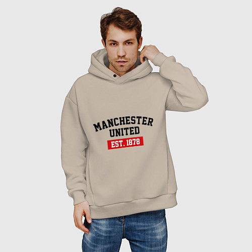 Мужское худи оверсайз FC Manchester United Est. 1878 / Миндальный – фото 3