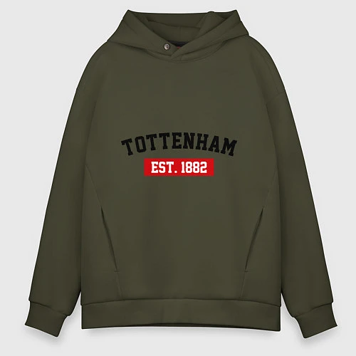 Мужское худи оверсайз FC Tottenham Est. 1882 / Хаки – фото 1