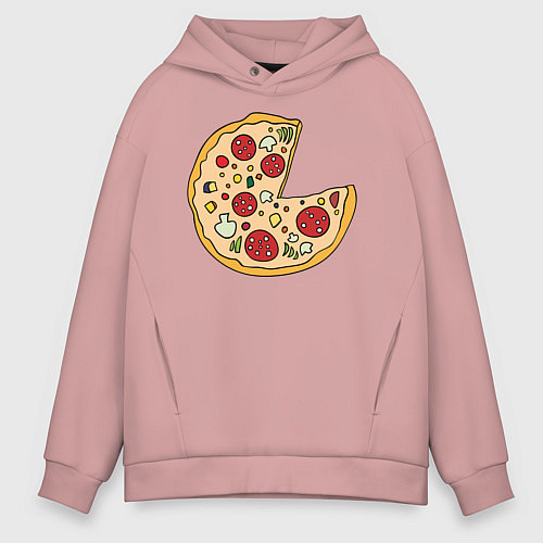 Мужское худи оверсайз Пицца парная / Пыльно-розовый – фото 1