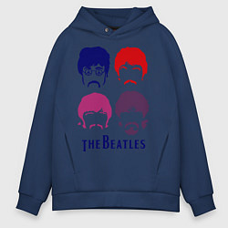 Толстовка оверсайз мужская The Beatles faces, цвет: тёмно-синий